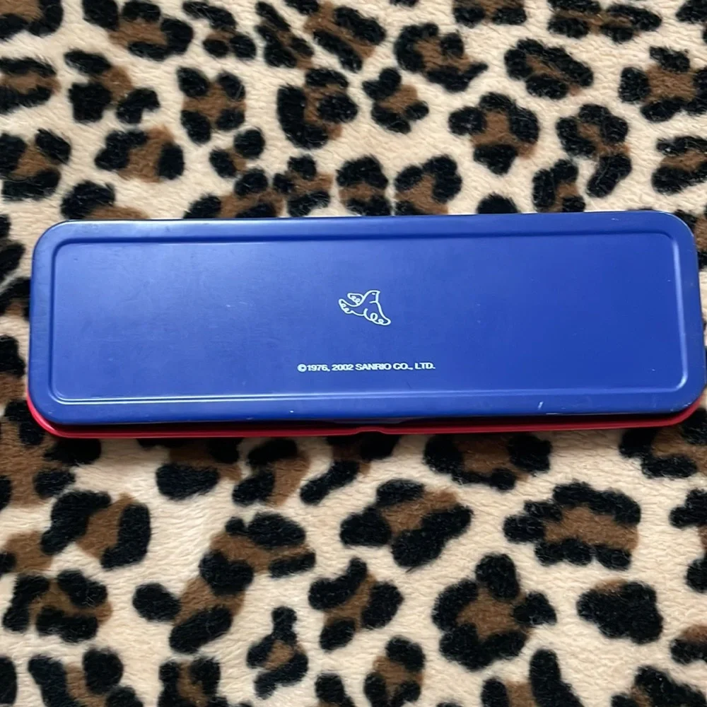 2002 Sanrio HELLO KITTY Blue Angel French Cafe Pencil Pen Case Y2K 2000s Vintage